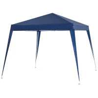 Gazebo Pieghevole da Giardino 2.4x2.4m con Struttura in Acciaio e Corde Antivento, Blu