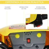 Moto Elettrica per Bambini 3 anni e Più, Moto Cross Elettrica con Rotelle, Batteria 6V Velocità 2.5km/h, 102 x 53 x 66cm, Giallo