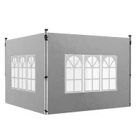 Set di 2 Pannelli Laterali per Gazebo da 3 x 3 m/3 x 4 m, Pannello per Gazebo con Finestra, 295 x 195 cm, Grigio Chiaro