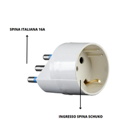 Adattatore schuko bianco 16 ampere ecova