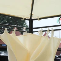 Gazebo da Giardino 4x3m con 6 Pareti Rimovibili in Poliestere Anti UV, Crema