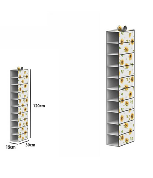 Organizer Armadio 10 Ripiani Scaffale Pensile Porta Oggetti Borse 15x30x120 Cm         