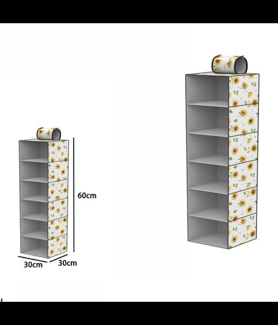 Organizer Armadio 6 Ripiani Strati Pensile Porta Oggetti Scaffale 30x30x60 Cm         