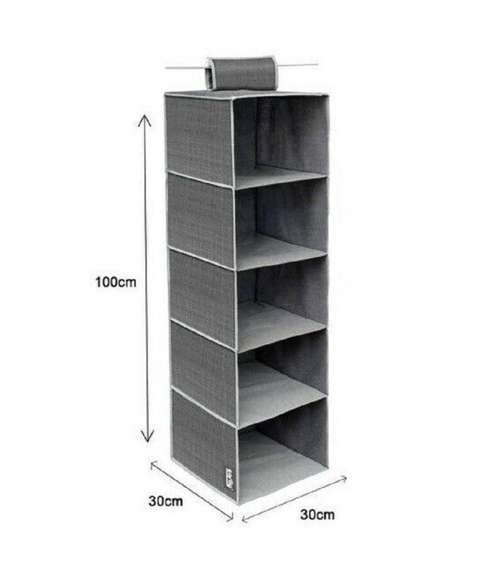 Organizer Armadio Porta Tutto Pensile Tessuto Scarpe Borse 5 Piani 30x30x100cm         