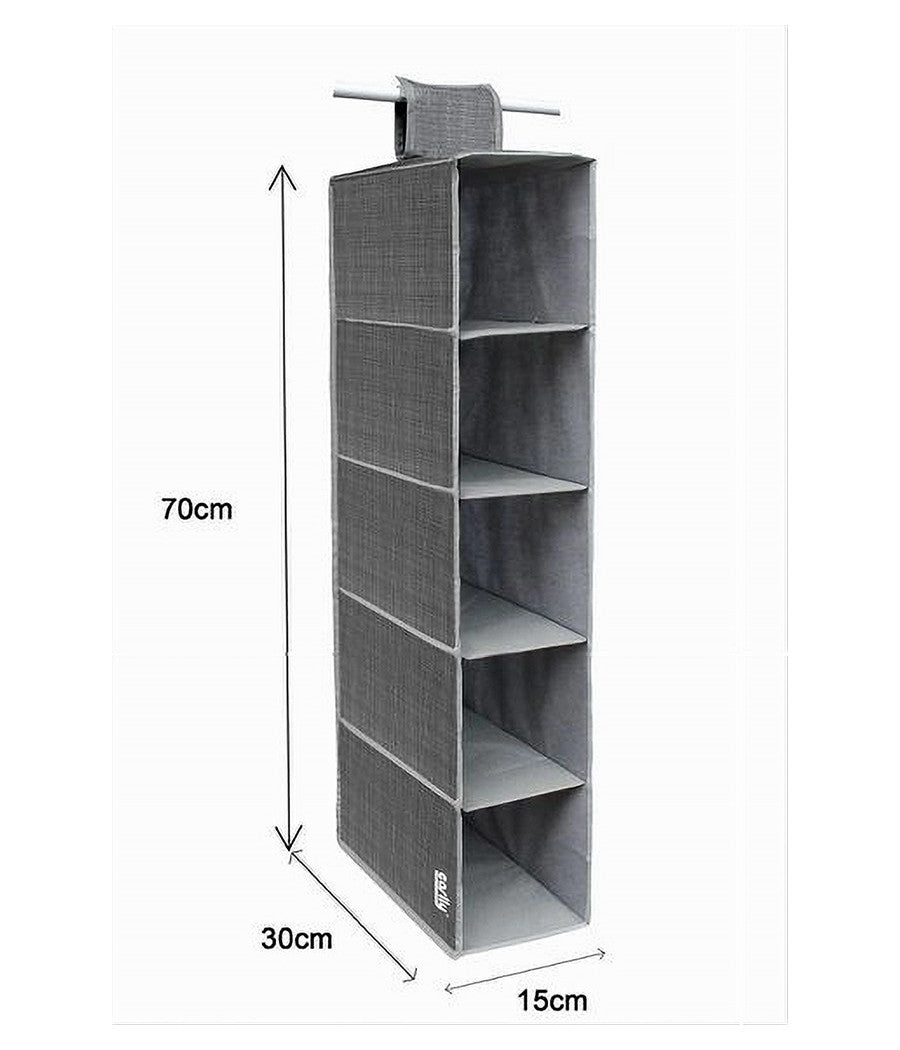 Organizer Armadio Portatutto Appendibile Scarpe Borse 5 Ripiani 15x30x70cm 69704         