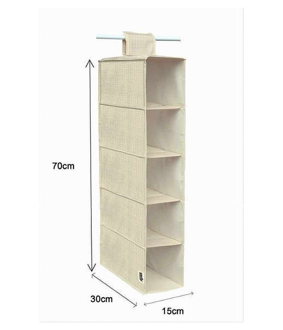 Organizer Armadio Portatutto Appendibile Scarpe Borse 5 Ripiani 15x30x70cm 69704         