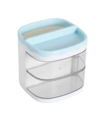 Organizer Azzurro Con Cassetti Organizzatore Scrivania Penne Trucco Cancelleria         