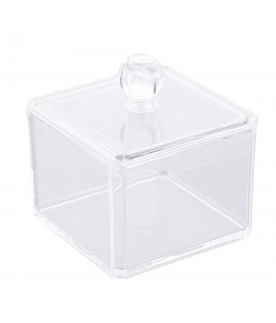 Organizer Contenitore Quadrato Porta Dischetti Struccanti Trucco Espositore Acrilico         
