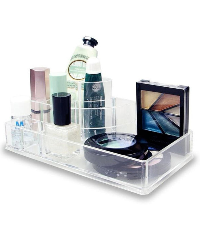 Organizer Cosmetici Make Up Accessori Espositore 8 Scomparti 17x9cm Acrilico         