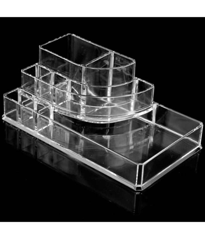 Organizer Cosmetici Make Up Accessori Espositore 8 Scomparti 17x9cm Acrilico         