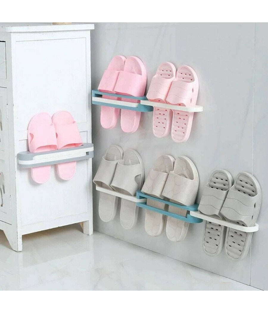 Organizer Da Parete 3 Posti Per Pantofole E Asciugamani Salvaspazio 2 Pezzi         