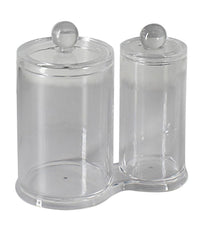 Organizer Doppio Comparto Porta Dischetti Struccanti Cotton Fioc Cosmetici Espositore         