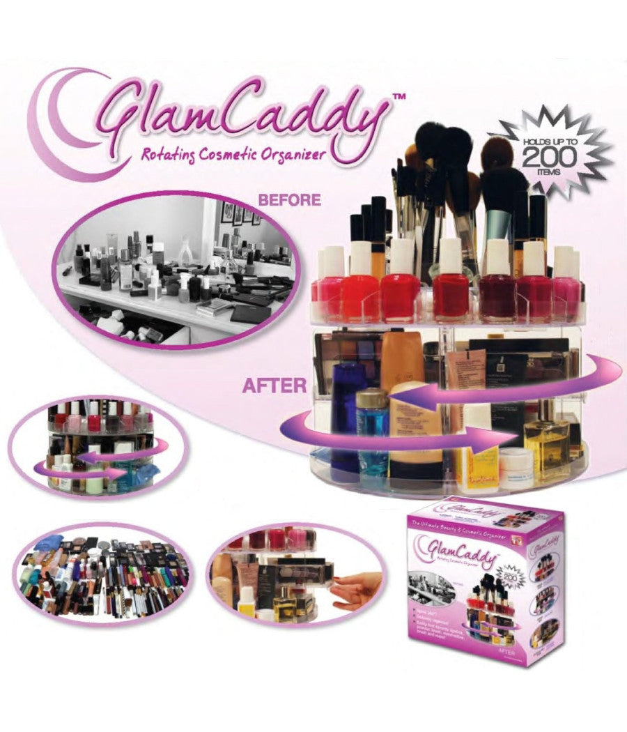 Organizer Espositore Cosmetici Make Up Trucco Girevole Rotante 360° Glam Caddy         
