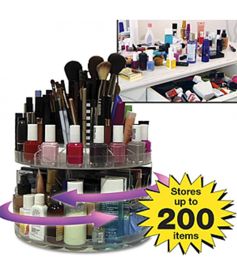 Organizer Espositore Cosmetici Make Up Trucco Girevole Rotante 360° Glam Caddy         