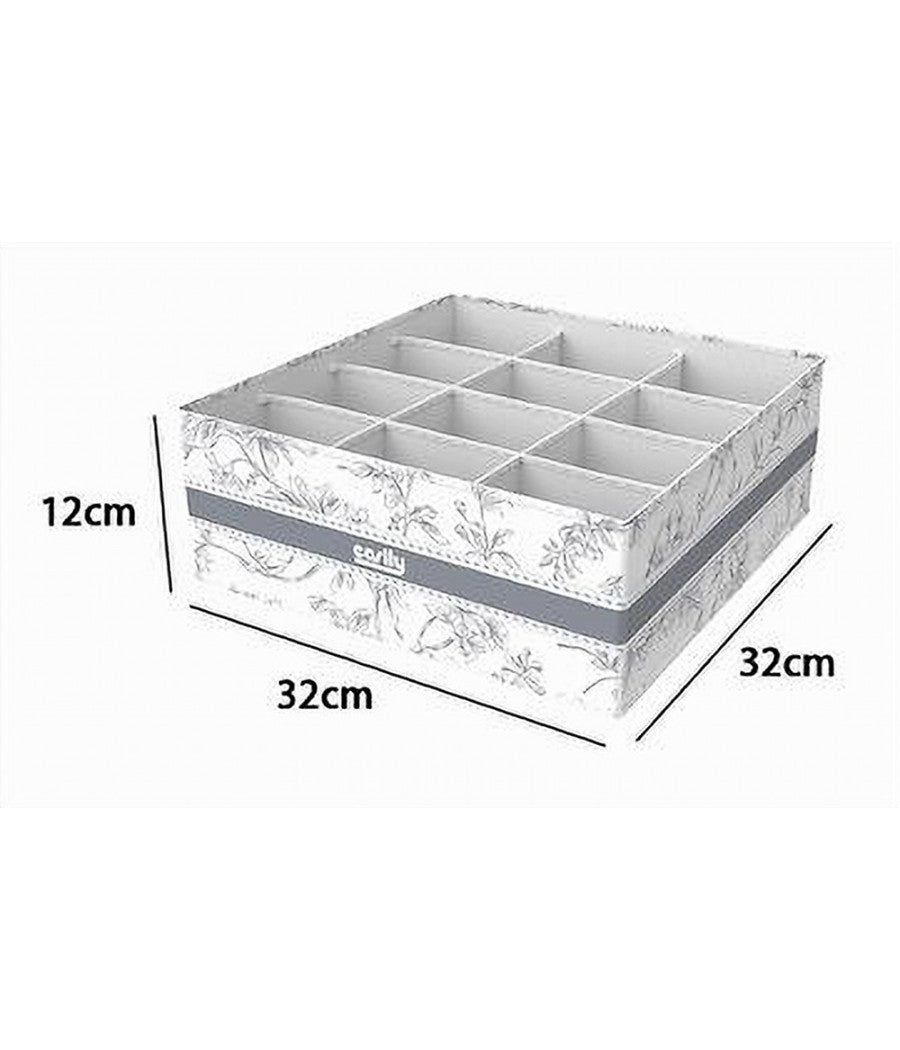 Organizer Per Armadio 12 Scomparti Scatola Salvaspazio 32x32x12cm Fantasia 87331         