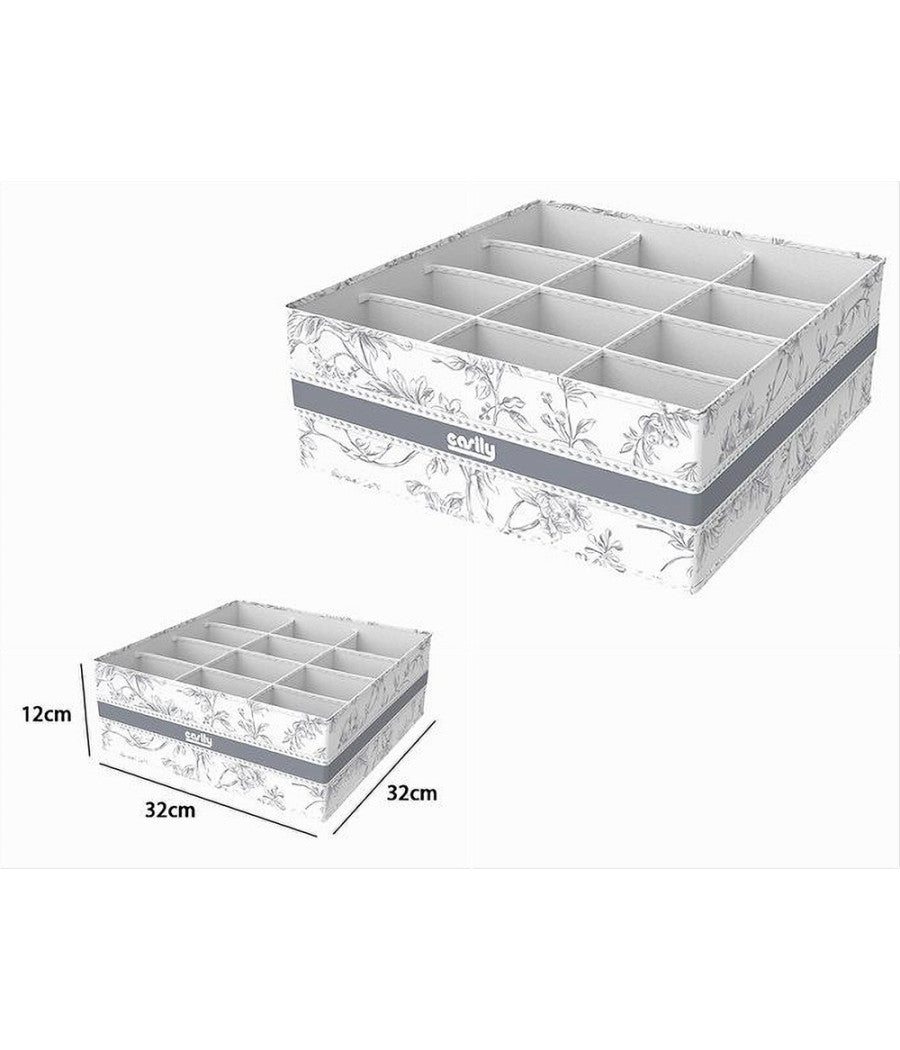 Organizer Per Armadio 12 Scomparti Scatola Salvaspazio 32x32x12cm Fantasia 87331         
