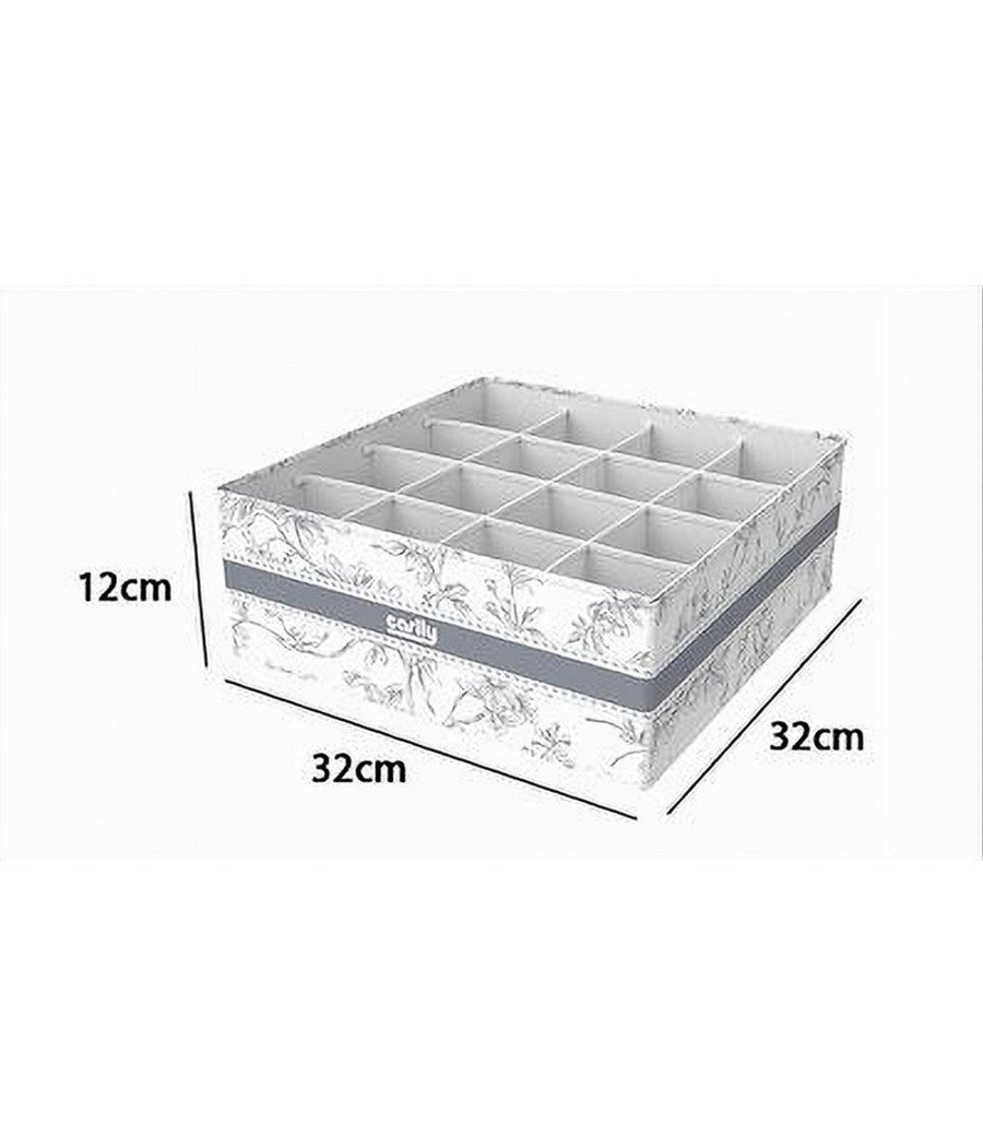 Organizer Per Armadio 16 Scomparti Scatola Salvaspazio 32x32x12cm Fantasia 87332         