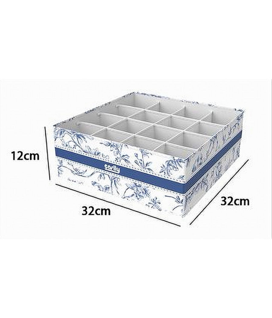 Organizer Per Armadio 16 Scomparti Scatola Salvaspazio 32x32x12cm Fantasia 87332         