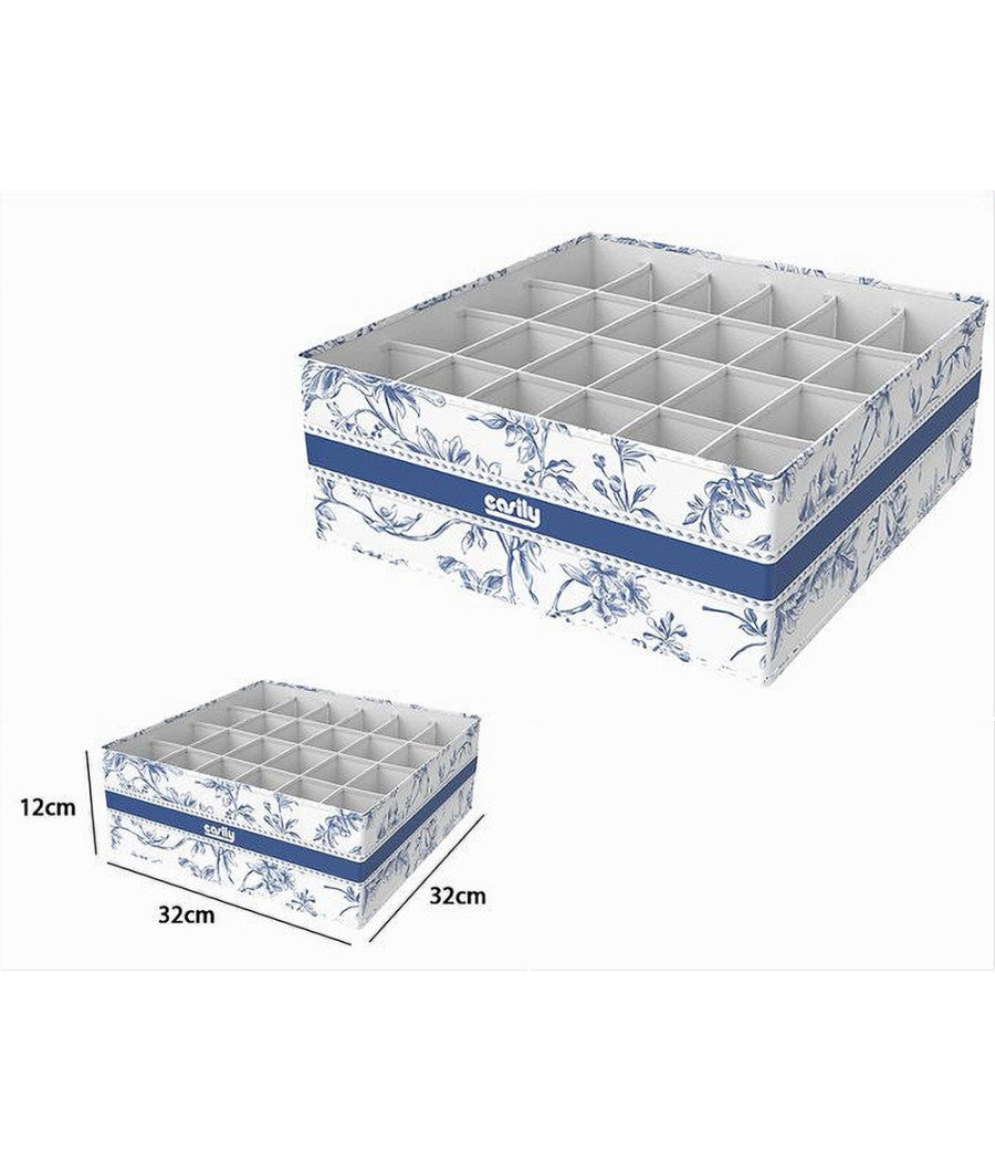 Organizer Per Armadio 24 Scomparti Scatola Salvaspazio 32x32x12cm Fantasia 87334         