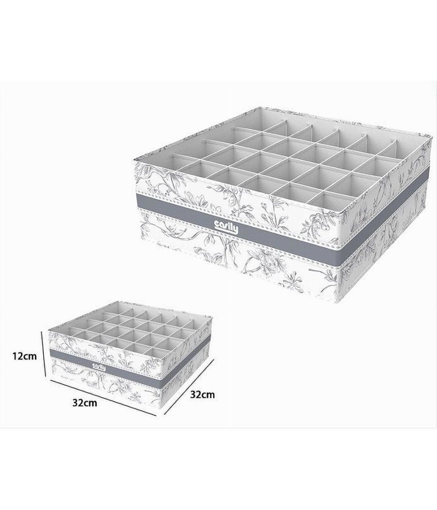 Organizer Per Armadio 24 Scomparti Scatola Salvaspazio 32x32x12cm Fantasia 87334         