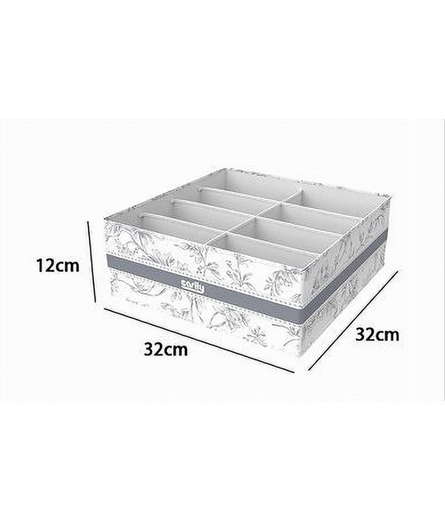 Organizer Per Armadio 8 Scomparti Scatola Salvaspazio 32x32x12cm Fantasia 87330         