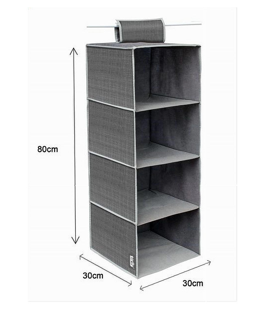 Organizer Per Armadio Con 4 Ripiani Porta Oggetti Salvaspazio 80x30x30 Cm 69702         
