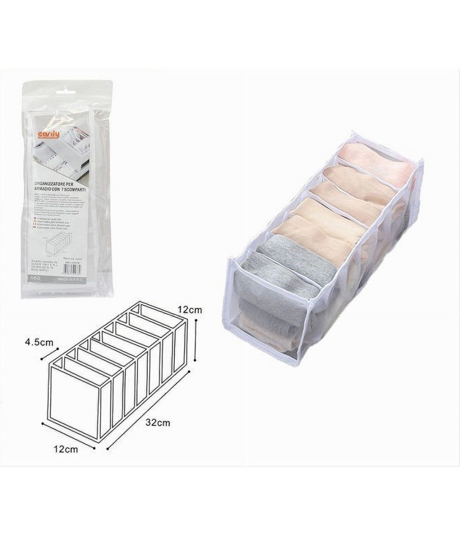 Organizer Per Cassetti 7 Scomparti Tessuto Biancheria Intima Salvaspazio 59978         