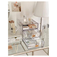 Trade Shop - Organizer Porta Trucchi Da Scrivania In Acrilico Trasparente Con Cassetti Impilabile -