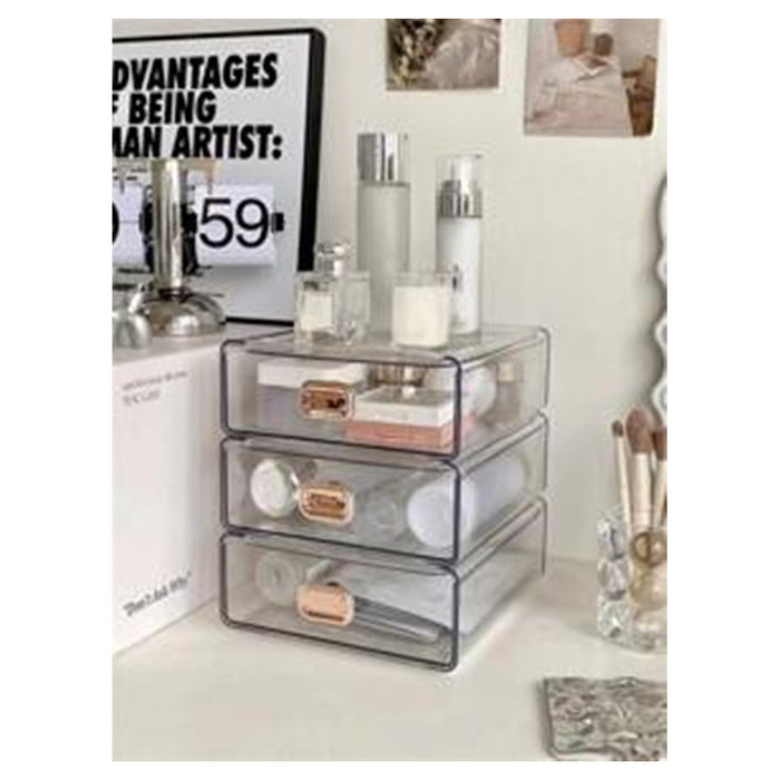 Trade Shop - Organizer Porta Trucchi Da Scrivania In Acrilico Trasparente Con Cassetti Impilabile -