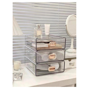 Trade Shop - Organizer Porta Trucchi Da Scrivania In Acrilico Trasparente Con Cassetti Impilabile -