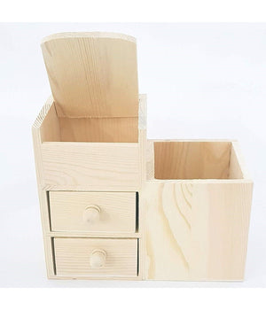 Organizer Portapenne 2 Cassetti 4 Spazi Legno  63815 Penne Matite Portaoggetti         
