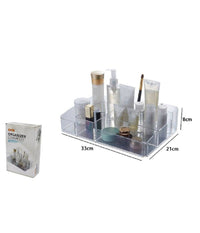 Organizer Portatrucchi Cosmetici 10 Scomparti In Abs Trasparente 34x22x9cm 59065         