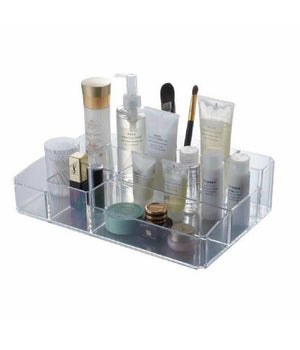 Organizer Portatrucchi Cosmetici 10 Scomparti In Abs Trasparente 34x22x9cm 59065         