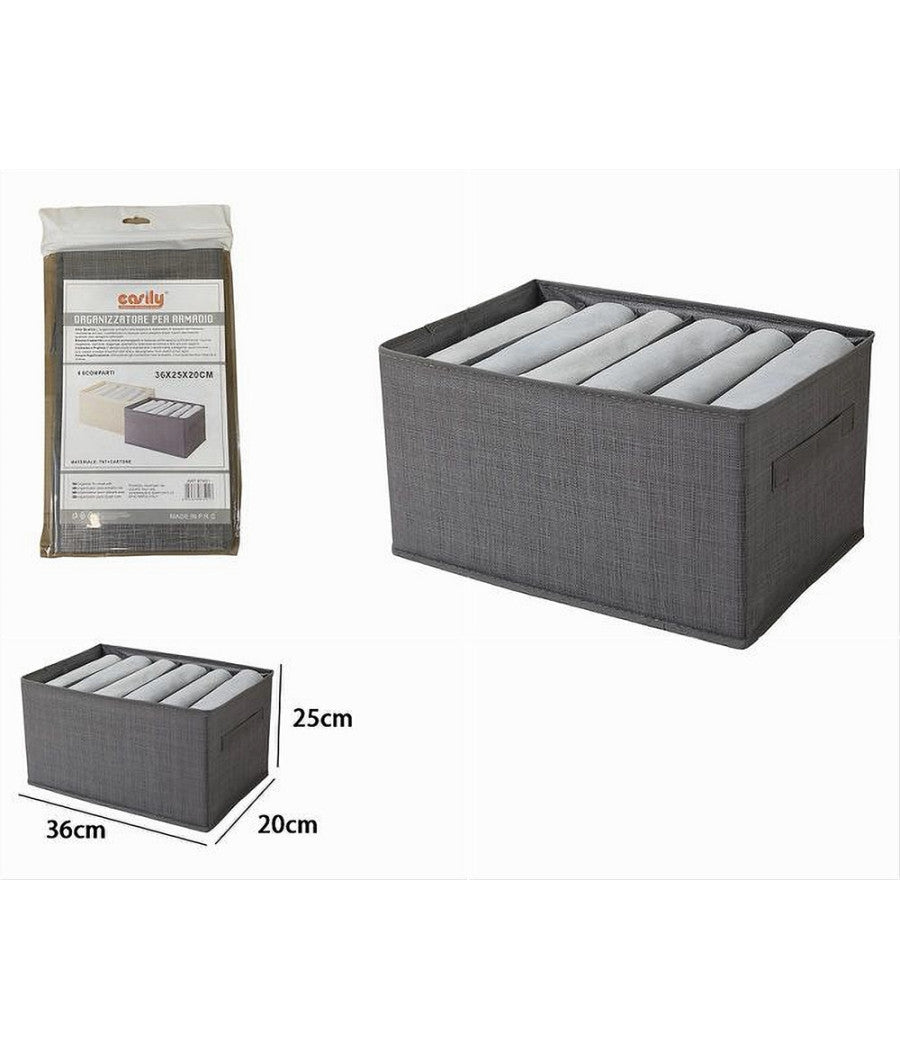 Organizer Salvaspazio Per Armadi Scatola Pieghevole 6 Scomparti 36x20x25cm 87401         