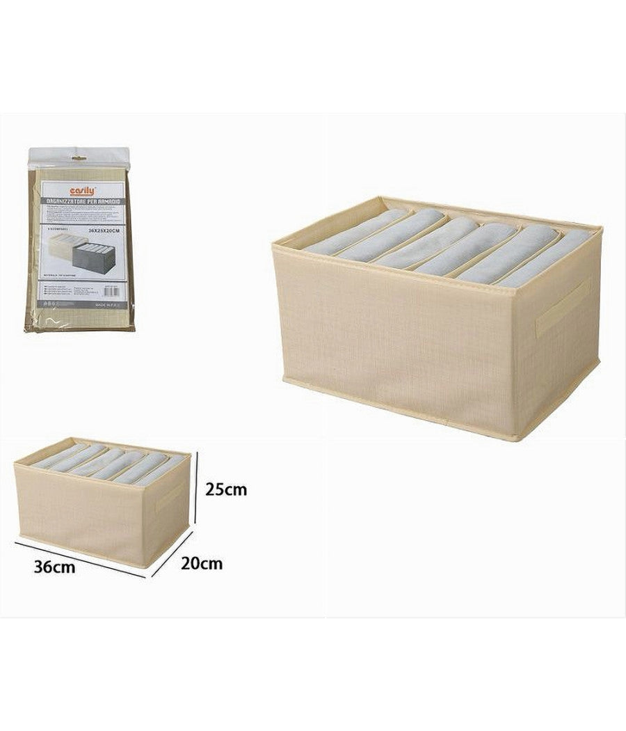 Organizer Salvaspazio Per Armadi Scatola Pieghevole 6 Scomparti 36x20x25cm 87401         