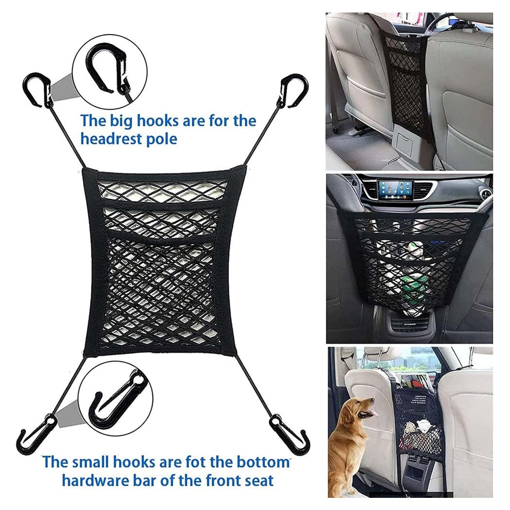 Trade Shop - Organizzatore A Rete Per Auto A 3 Strati Per Cani Tra Sedili Posteriori Organizer         