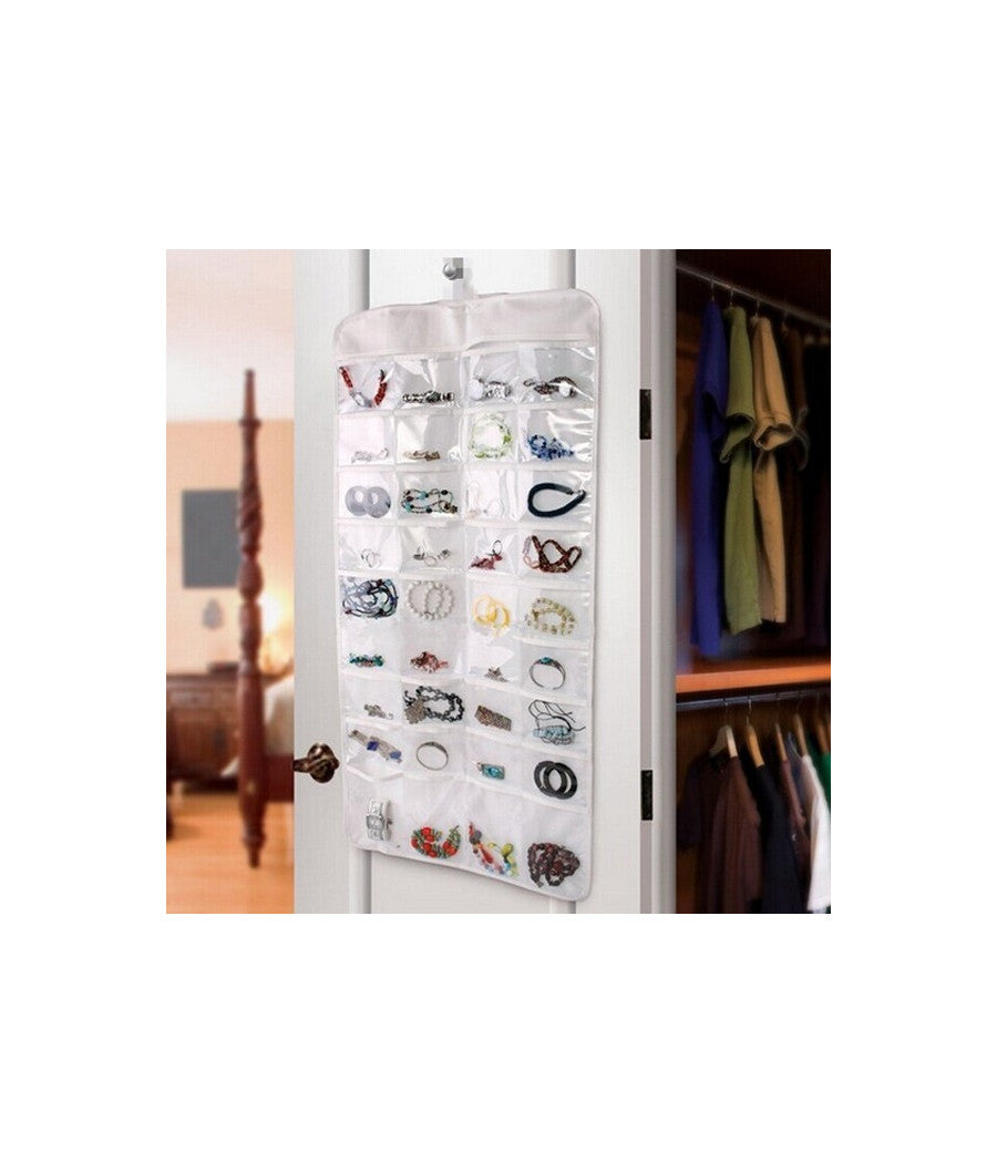 Organizzatore Organizer Di Gioielli Da Appendere Doppio Lato 72 Tasche Jewellery         