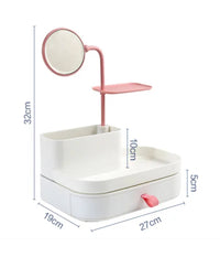 Organizzatore Porta Cosmetici Make Up Con Specchio Rotante Espositore Organizer         