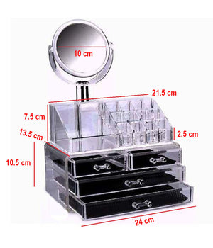 Organizzatore Porta Cosmetici Make Up Specchio Espositore Organizer 16 Comparti         