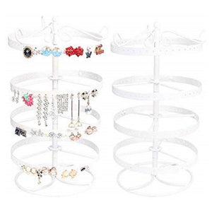 Trade Shop - Organizzatore Verticale Tondo 4 Livelli Bianco Metallo Espositore Organizer Gioielli -