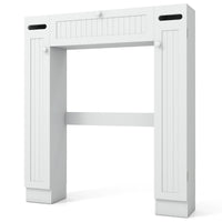 Organizzatore da bagno con portarotoli porta con apertura a ribalta, Armadietto da toilette con ripiani per lavanderia Bianco-Armadietti da bagno