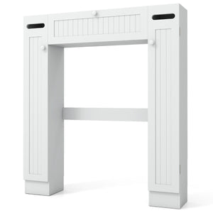 Organizzatore da bagno con portarotoli porta con apertura a ribalta, Armadietto da toilette con ripiani per lavanderia Bianco-Armadietti da bagno