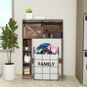 Organizzatore da bagno indipendente con porta scorrevole ripiani di stoccaggio-Armadietto della toilette Marrone