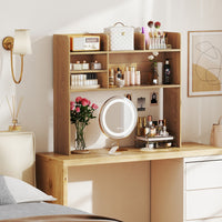 Organizzatore da banco con 6 ripiani da scrivania a 3 livelli per computer-Scaffale da scrivania da toilette Naturale