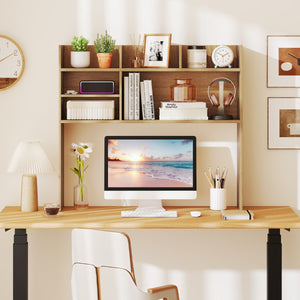 Organizzatore da banco con 6 ripiani da scrivania a 3 livelli per computer-Scaffale da scrivania da toilette Naturale