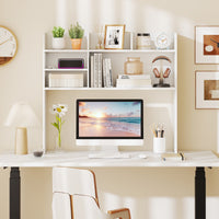 Organizzatore da banco con 6 ripiani da scrivania a 3 livelli per computer-Scaffale da scrivania da toilette Bianco