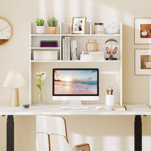 Organizzatore da banco con 6 ripiani da scrivania a 3 livelli per computer-Scaffale da scrivania da toilette Bianco