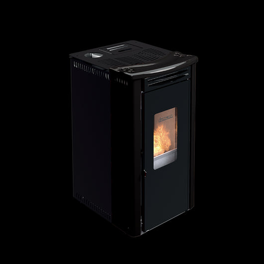 Orione stufa a pellet ventilata 9,1 kw nero lucido Lincar
