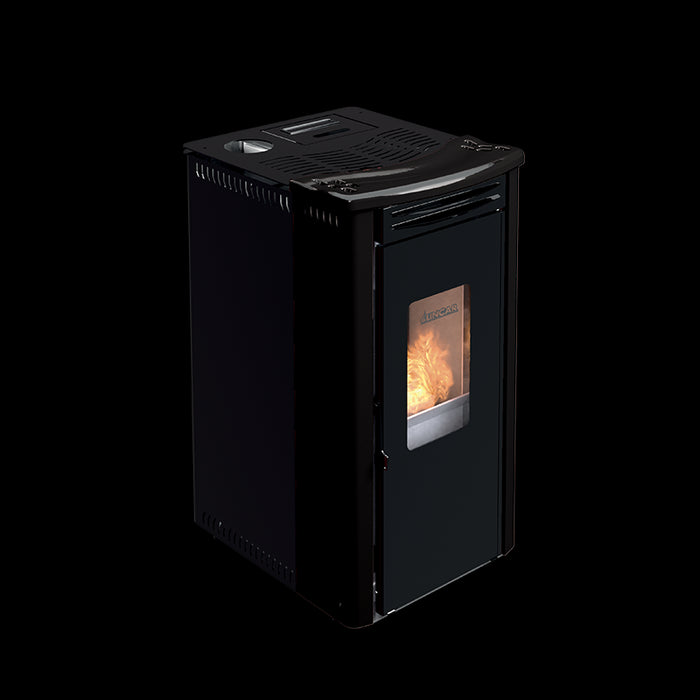 Orione stufa a pellet ventilata 9,1 kw nero lucido Lincar