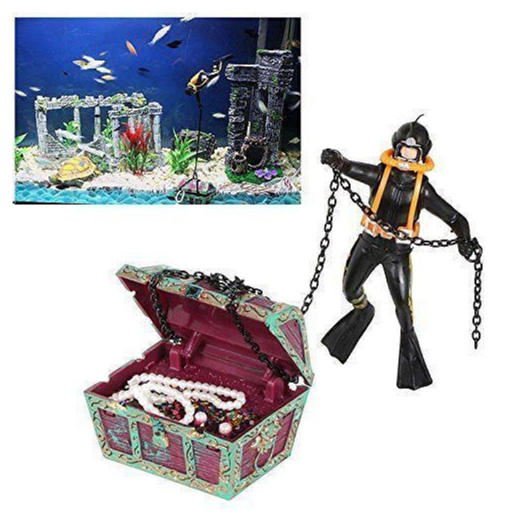 Trade Shop - Ornamento Per Acquario Decorativo Sub Catena Tesoro Dei Pirati Pesci Acqua -